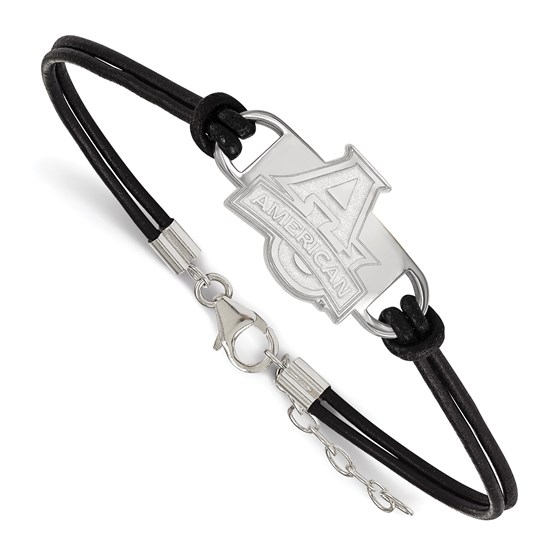 Sterling Silver American University Leather Bracelet Sterling Silver American University Leather Bracelet